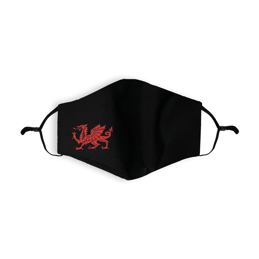 Black with Red Dragon Printed Face Mask