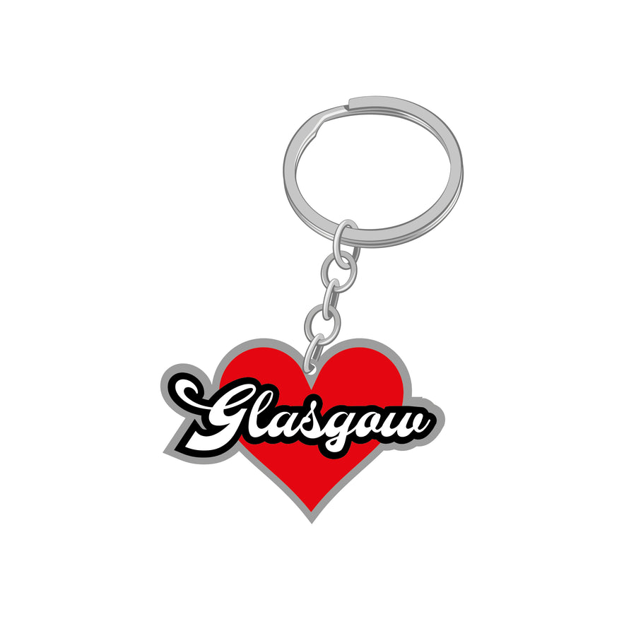Big City Glasgow Script Heart Keyring - Show Your Love for Glasgow