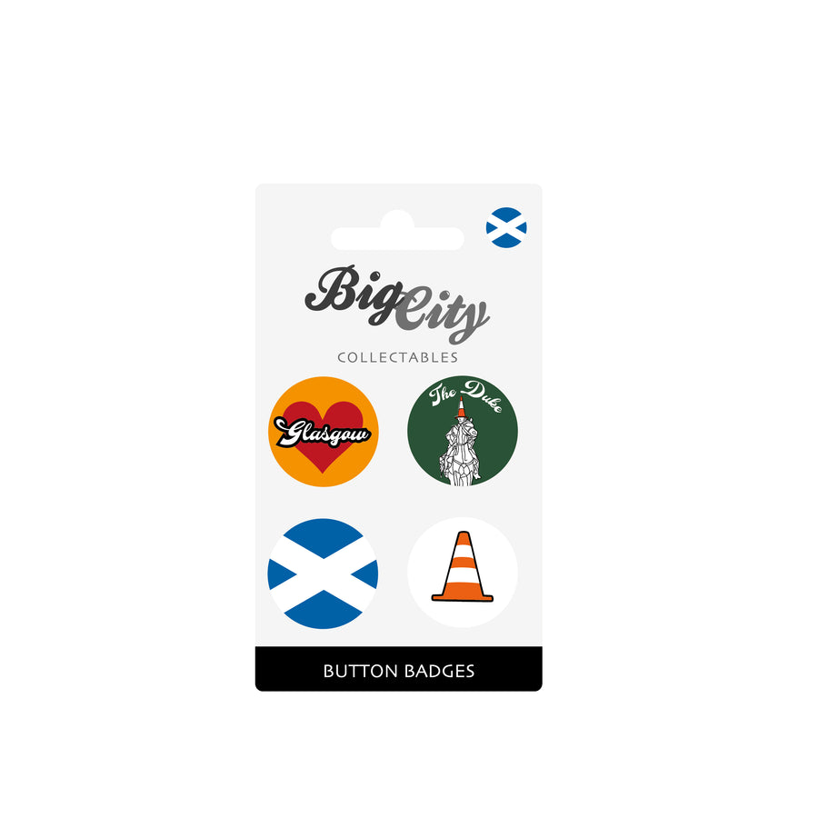 Big City Glasgow Button Badge 4 Pack - Show Your Love for Glasgow