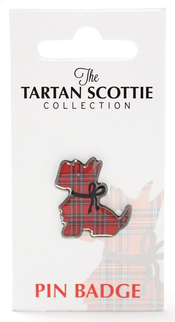 Tartan Scottie Dog Pin Badge