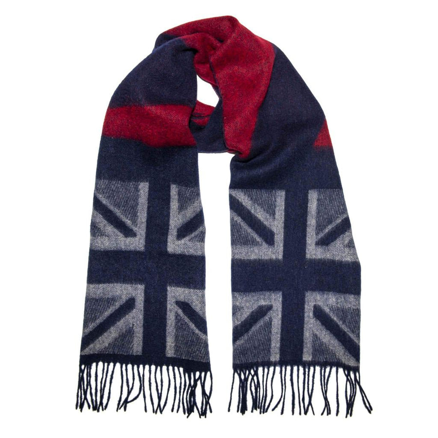 Pure Wool Double Face Union Jack Scarf - Red Cream Blue