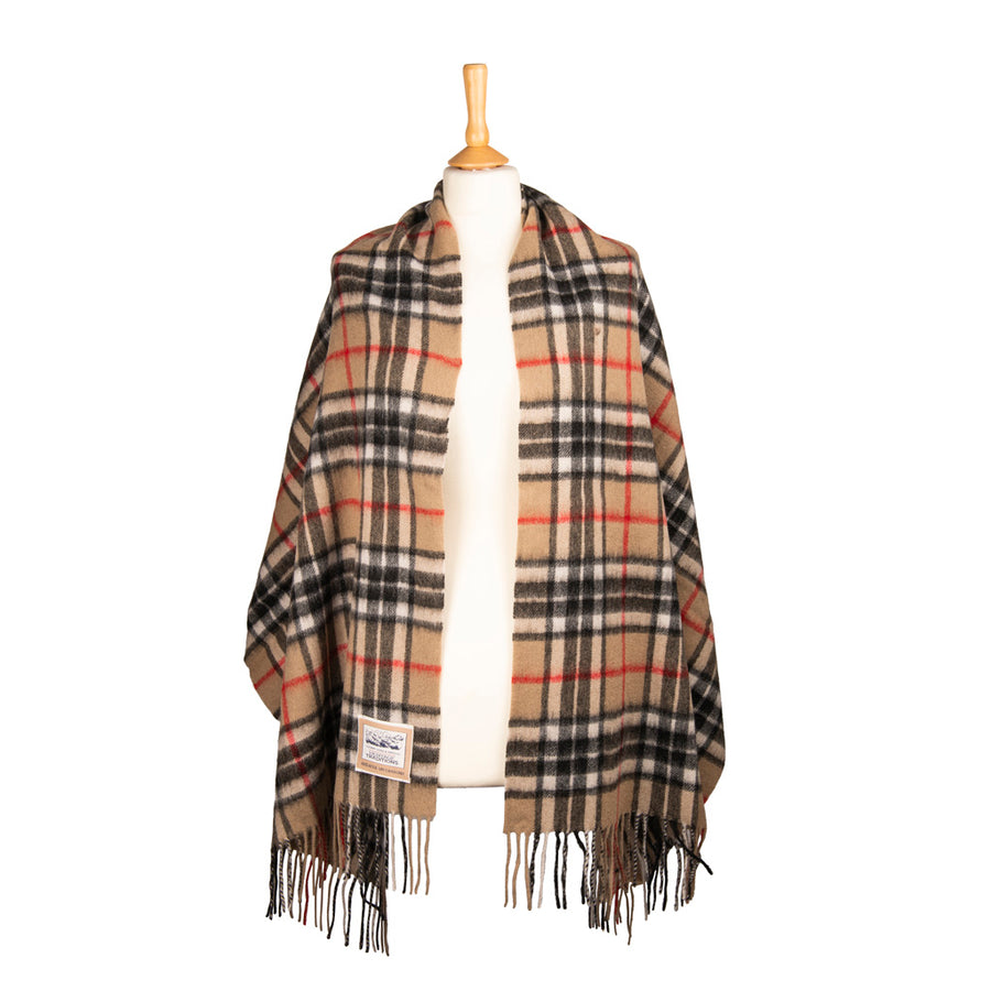 Camel Thomson Tartan Woollen Stole