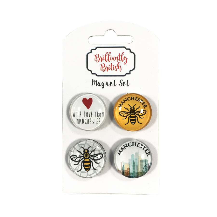 Manchester Bee 4 Pack Mini Crystal Magnet