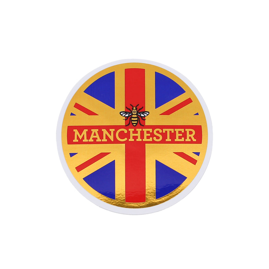 Manchester Union Jack Gold Foil Sticker