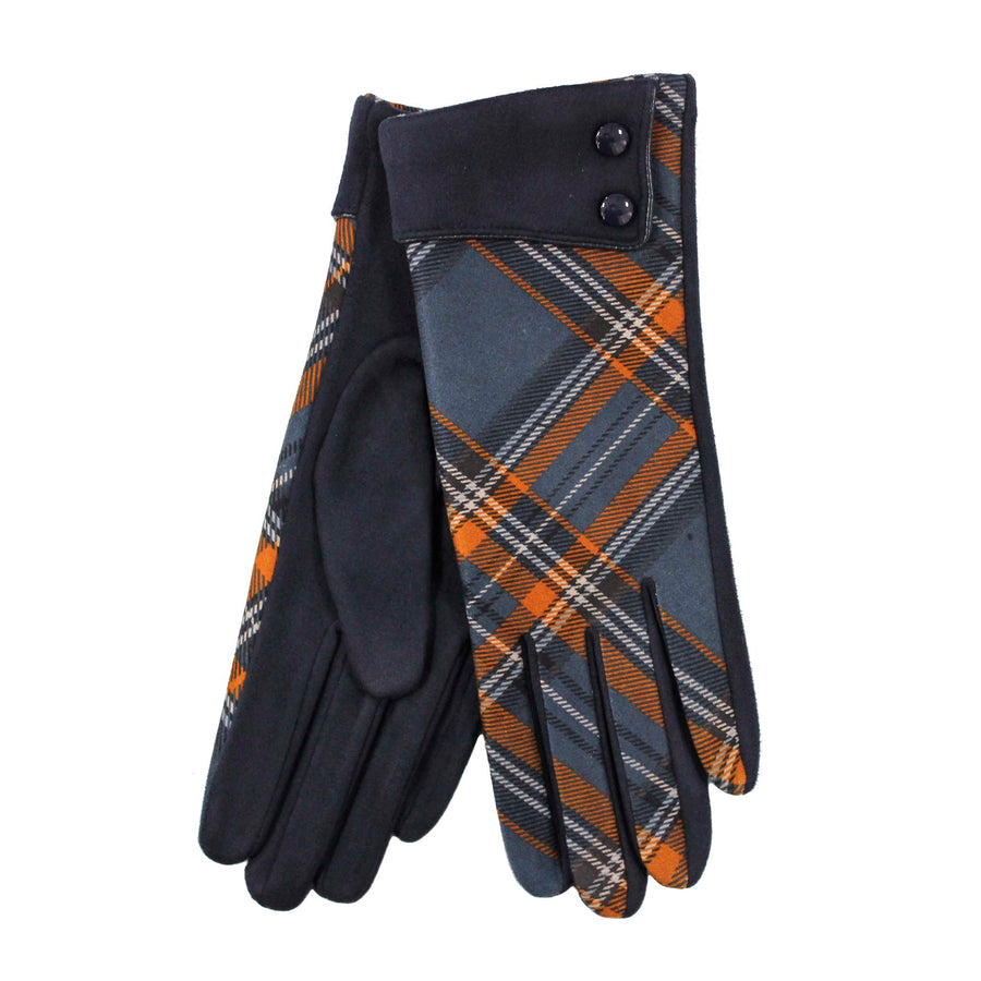 Tartan Moleskin Button Cuff Glove