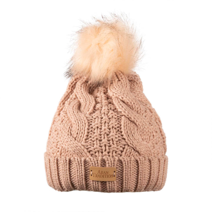 Stay Cozy & Chic with Aran Cable Pom Pom Hat | Traditional Cable Knit