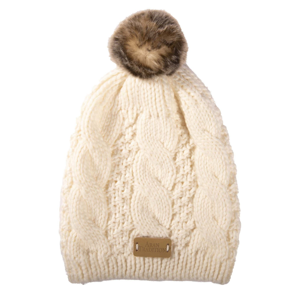 Shop the Stylish Aran Cable Tammy Hat with Faux Fur Trim