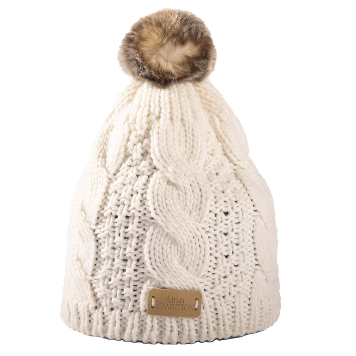 Shop the Stylish Aran Cable Tammy Hat with Faux Fur Trim