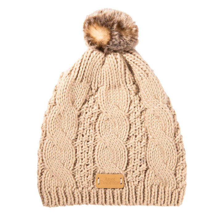 Shop the Stylish Aran Cable Tammy Hat with Faux Fur Trim