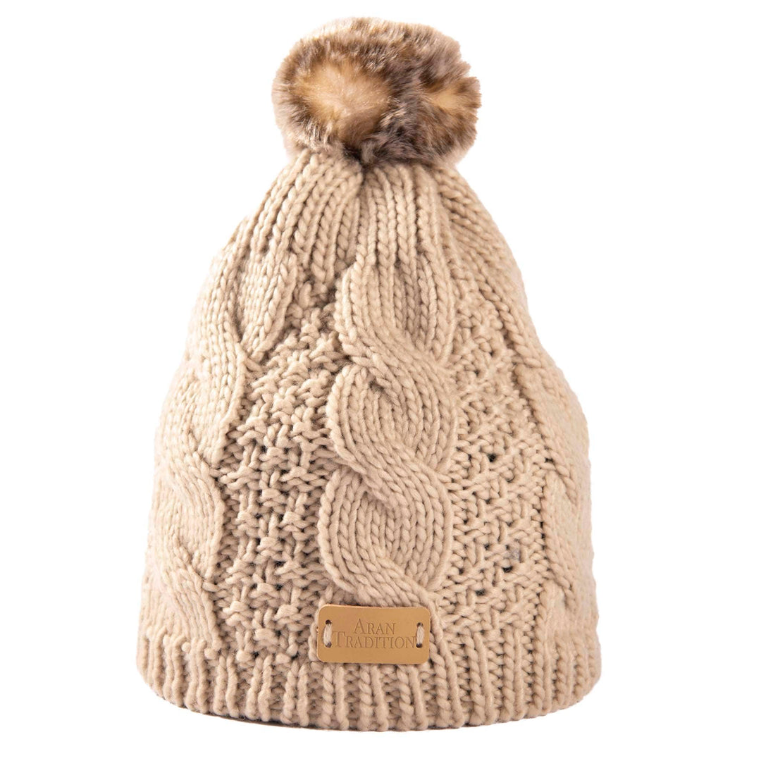 Shop the Stylish Aran Cable Tammy Hat with Faux Fur Trim
