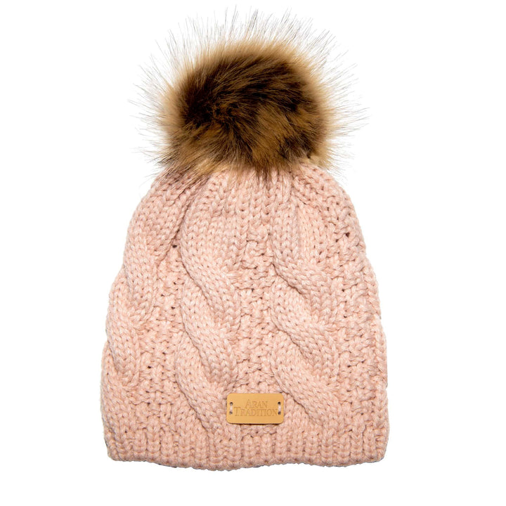 Shop the Stylish Aran Cable Tammy Hat with Faux Fur Trim