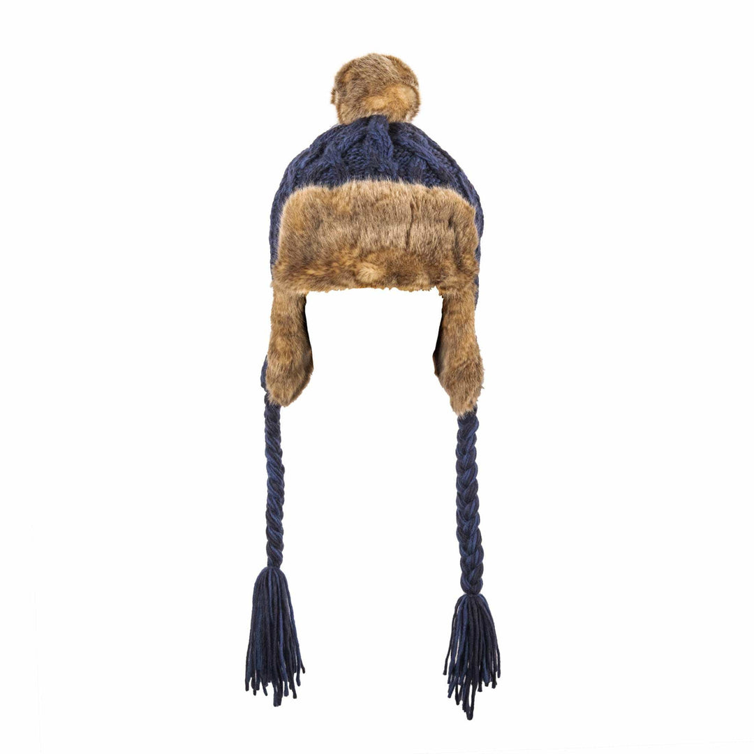 Aran Cable Trapper Hat | Chunky Knit Design | Faux Fur Lined