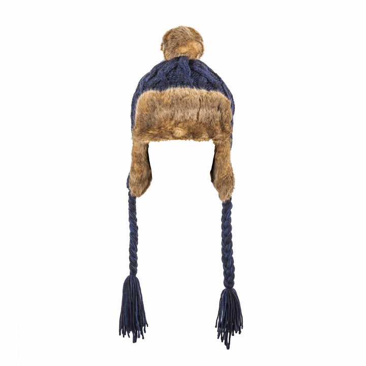 Aran Cable Trapper Hat | Chunky Knit Design | Faux Fur Lined