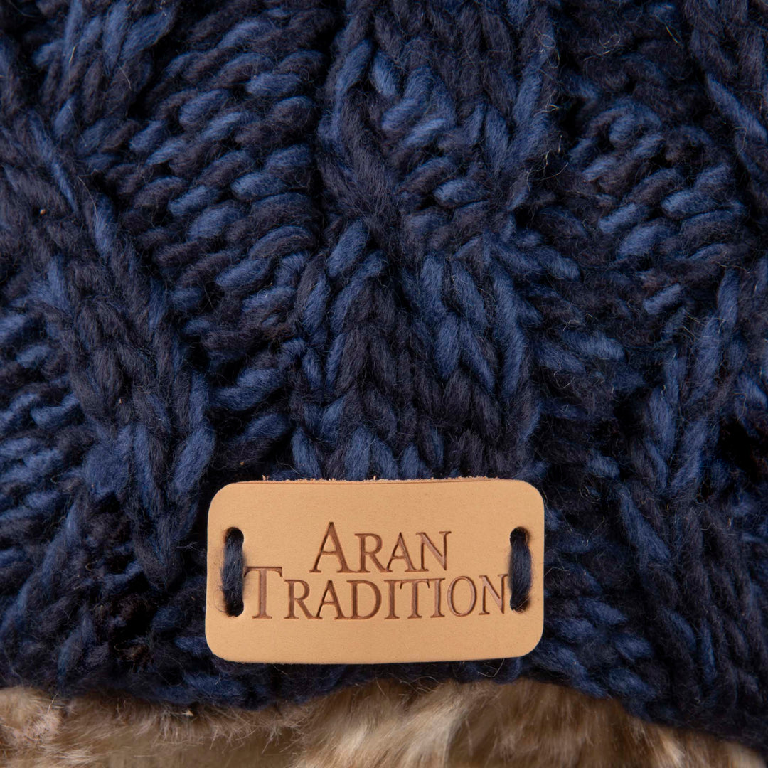 Aran Cable Trapper Hat | Chunky Knit Design | Faux Fur Lined