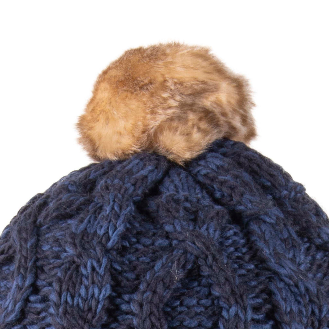 Aran Cable Trapper Hat | Chunky Knit Design | Faux Fur Lined