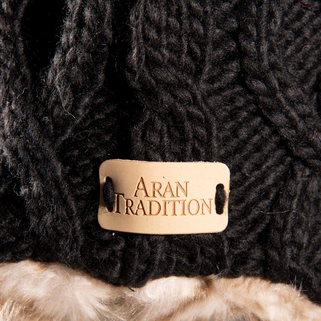 Aran Cable Trapper Hat | Chunky Knit Design | Faux Fur Lined