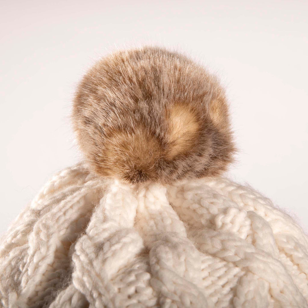 Aran Cable Trapper Hat | Chunky Knit Design | Faux Fur Lined