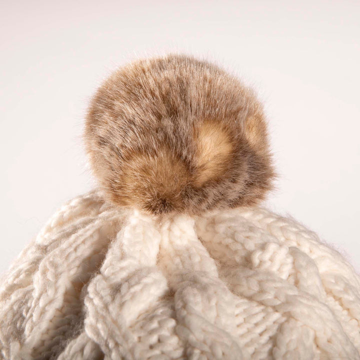 Aran Cable Trapper Hat | Chunky Knit Design | Faux Fur Lined