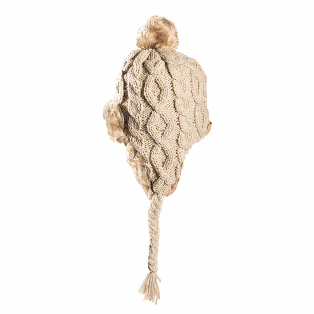 Aran Cable Trapper Hat | Chunky Knit Design | Faux Fur Lined