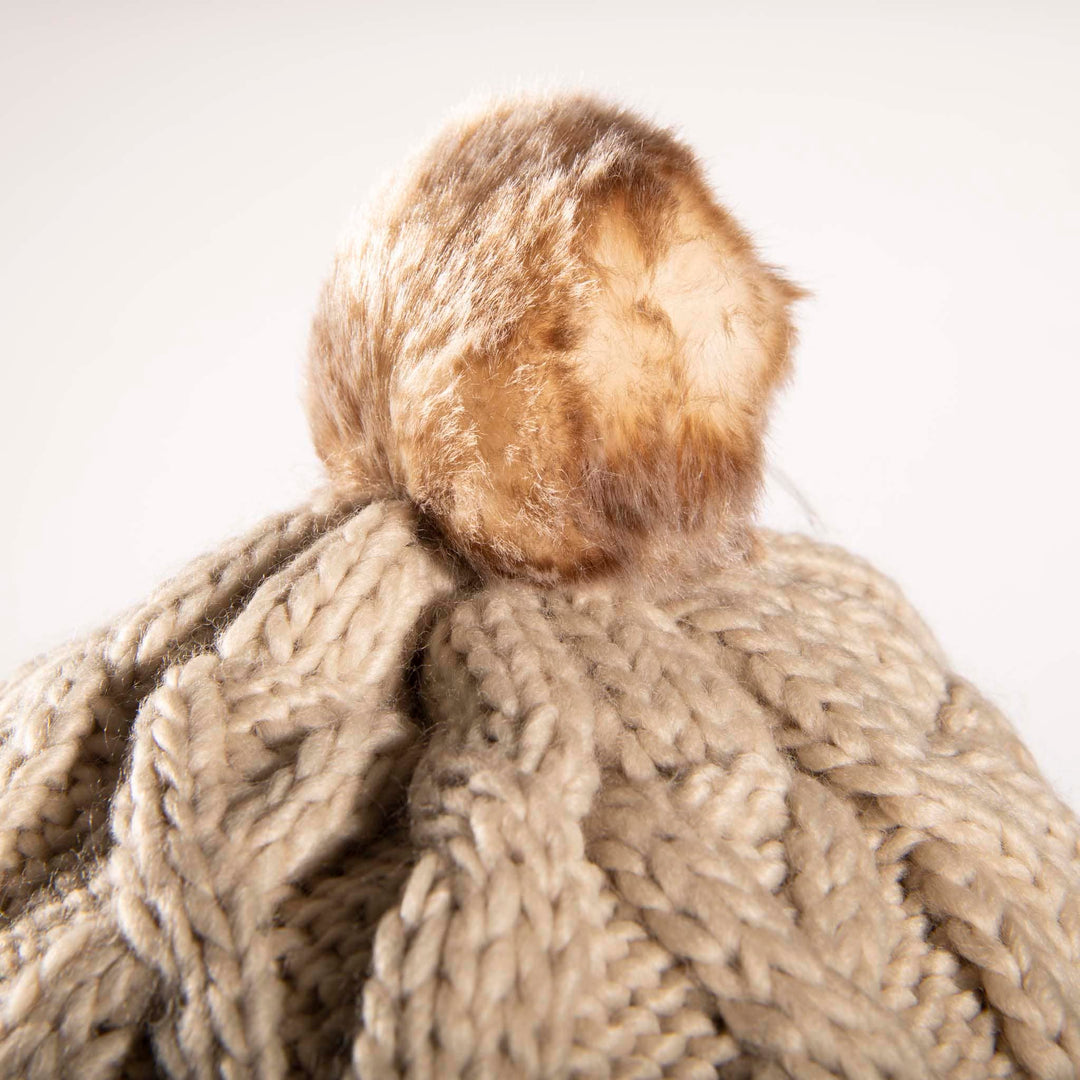 Aran Cable Trapper Hat | Chunky Knit Design | Faux Fur Lined