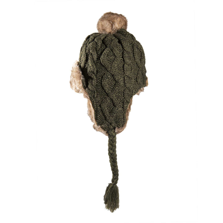 Aran Cable Trapper Hat | Chunky Knit Design | Faux Fur Lined