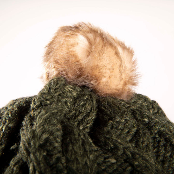 Aran Cable Trapper Hat | Chunky Knit Design | Faux Fur Lined
