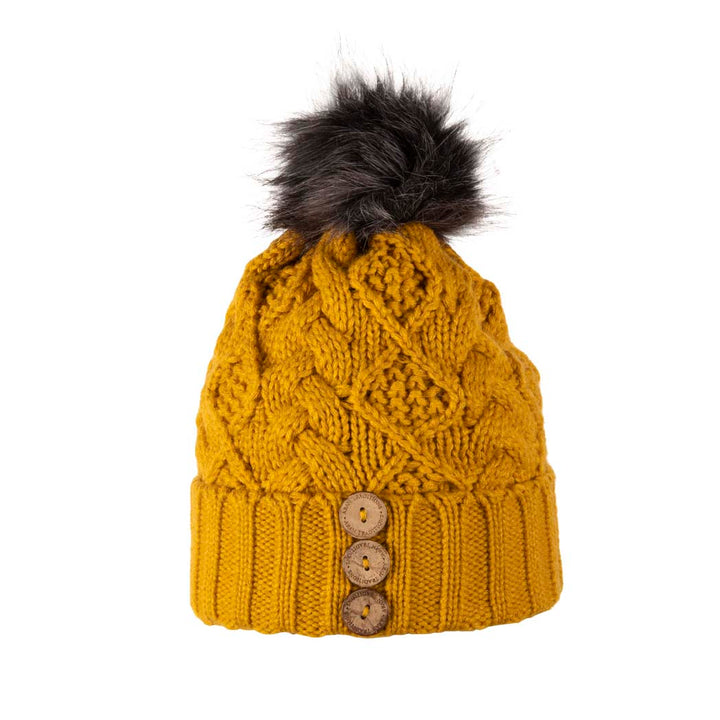 Shop the Stylish Aran Diamond Cable Button Hat | One Size