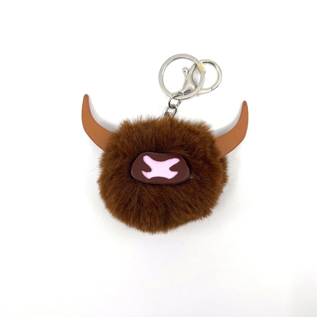 Highland Cow Pom Pom Keyring
