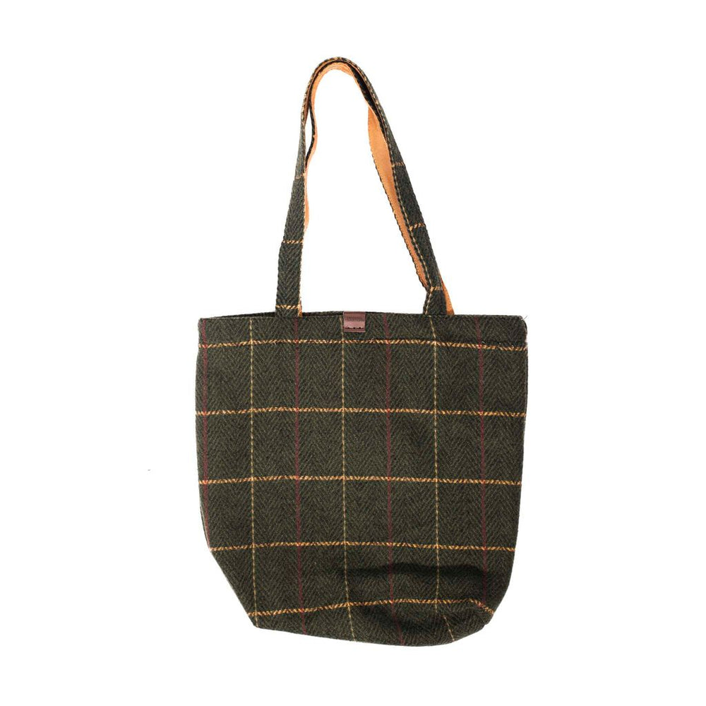 Check Tweed Shopper Bag - Forest Green