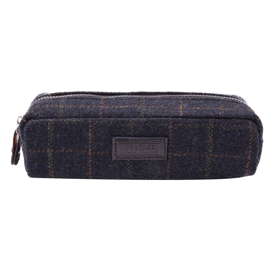 Tweed Check Travel Pouch - Blue Box Check