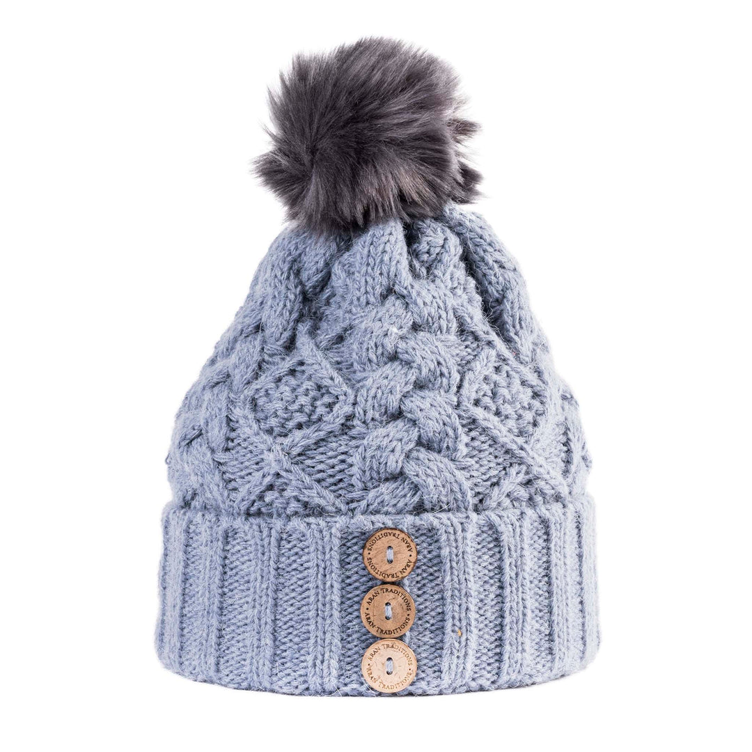 Shop the Stylish Aran Diamond Cable Button Hat | One Size