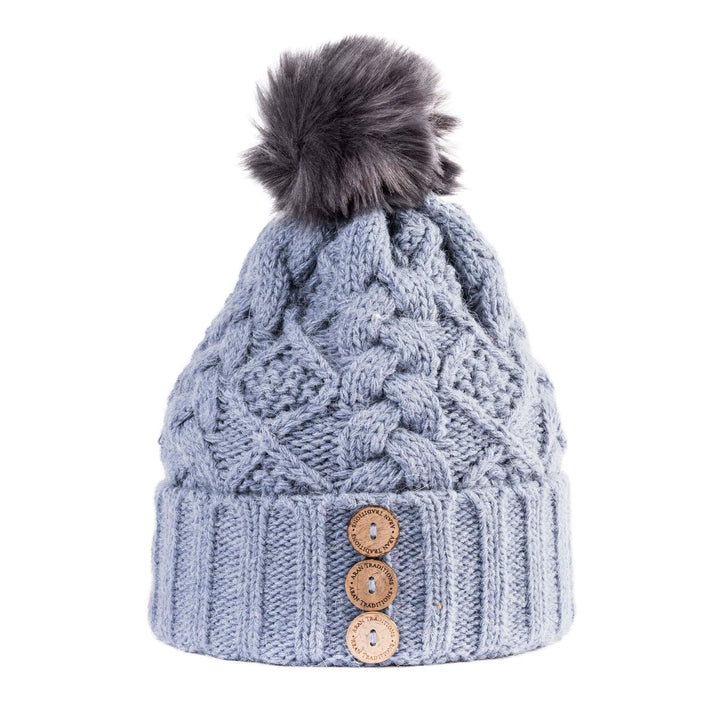 Shop the Stylish Aran Diamond Cable Button Hat | One Size
