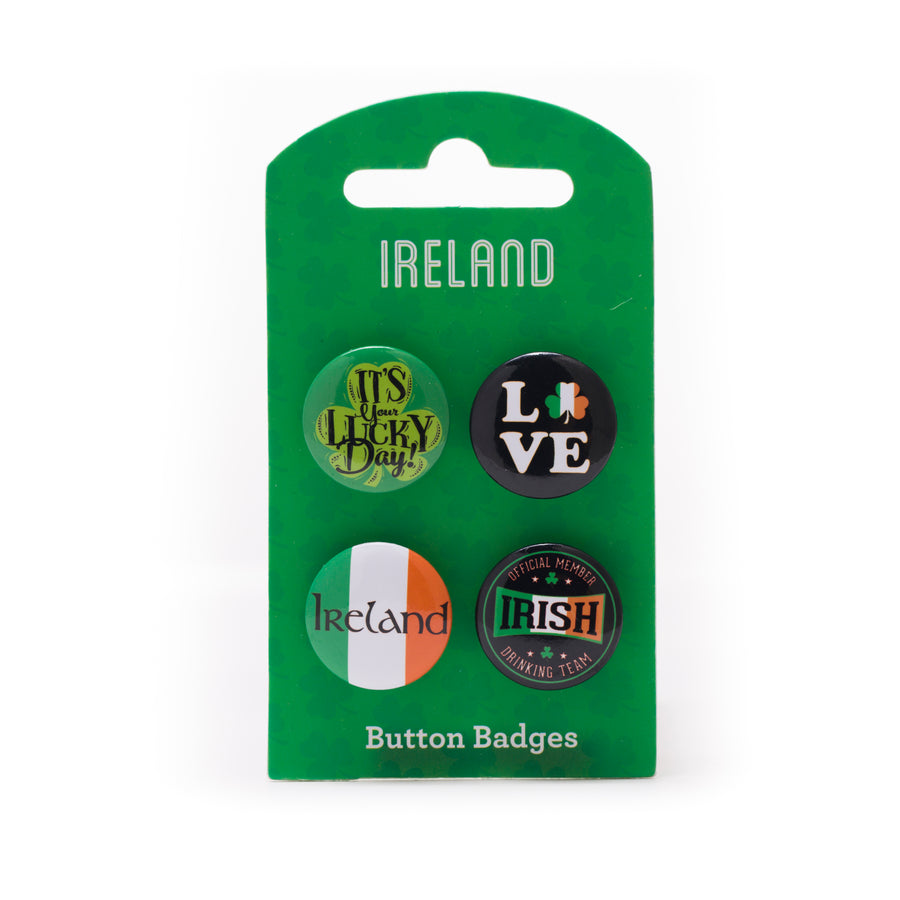 Irish Lucky 4 Pack Button Badges
