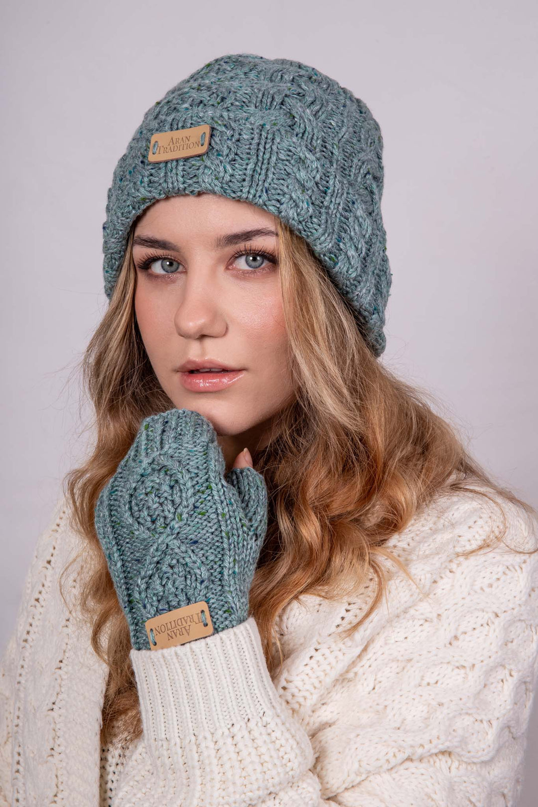 Experience Cozy Elegance with Aran Donegal Cable Turn up Beanie Hat