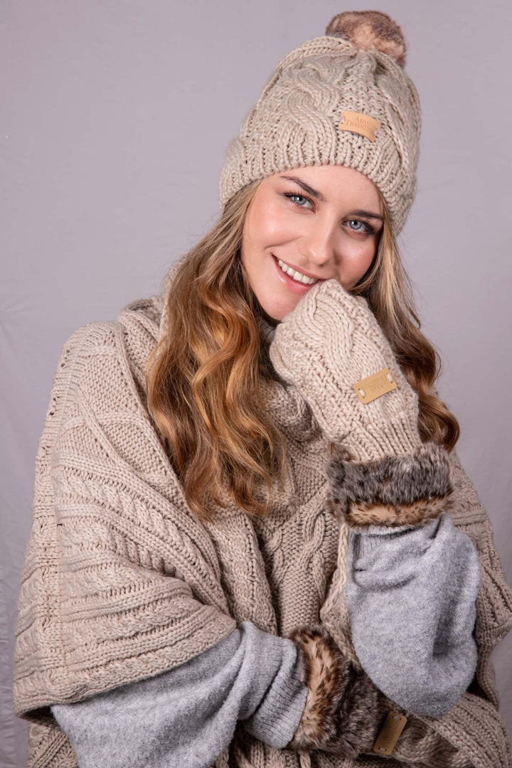 Shop the Stylish Aran Cable Tammy Hat with Faux Fur Trim
