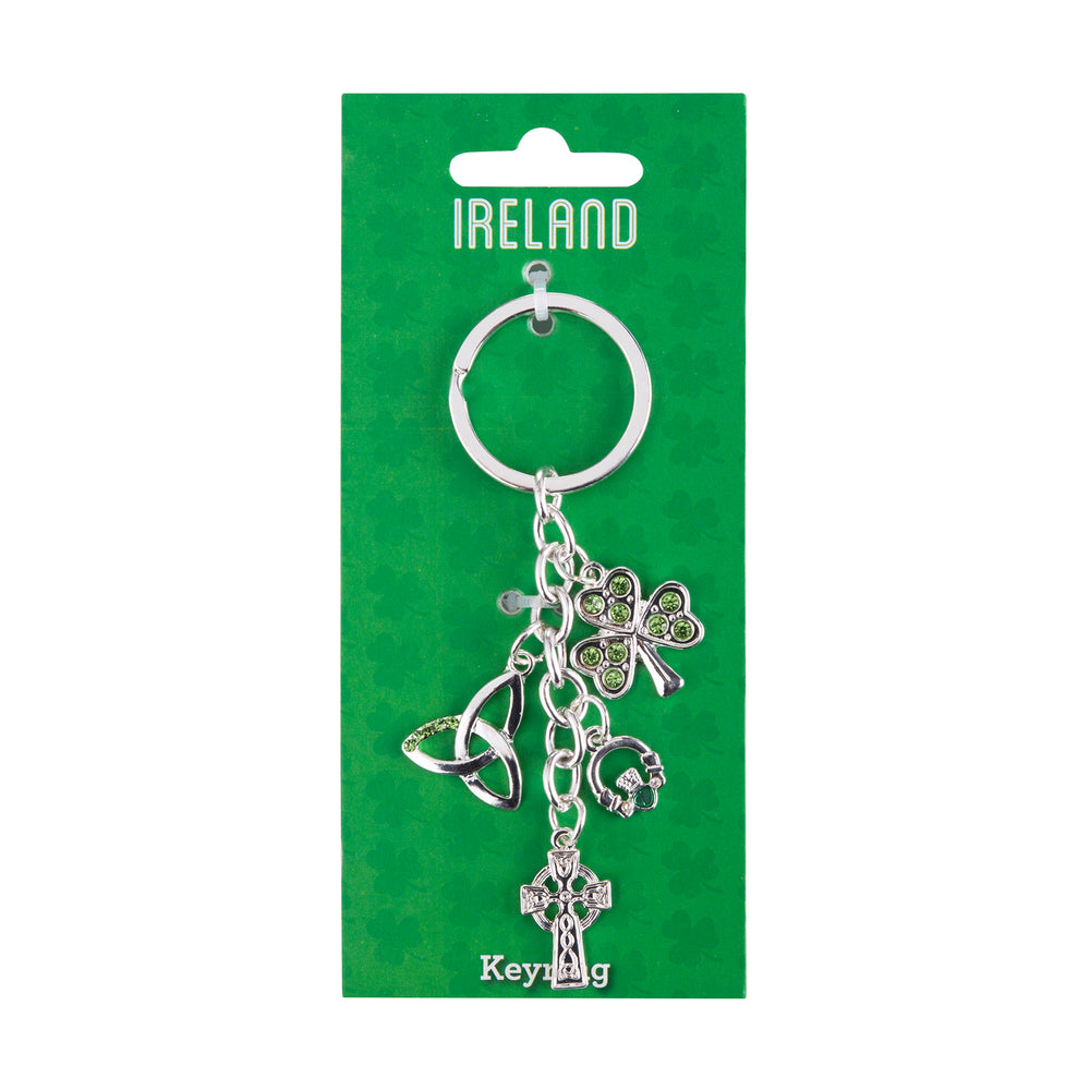 Multi Irish Tinity Knot, Shamrock, Claddagh, Celtic Cross on backing card