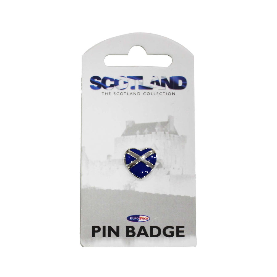 Blue Heart Shape Saltire Pin Badge