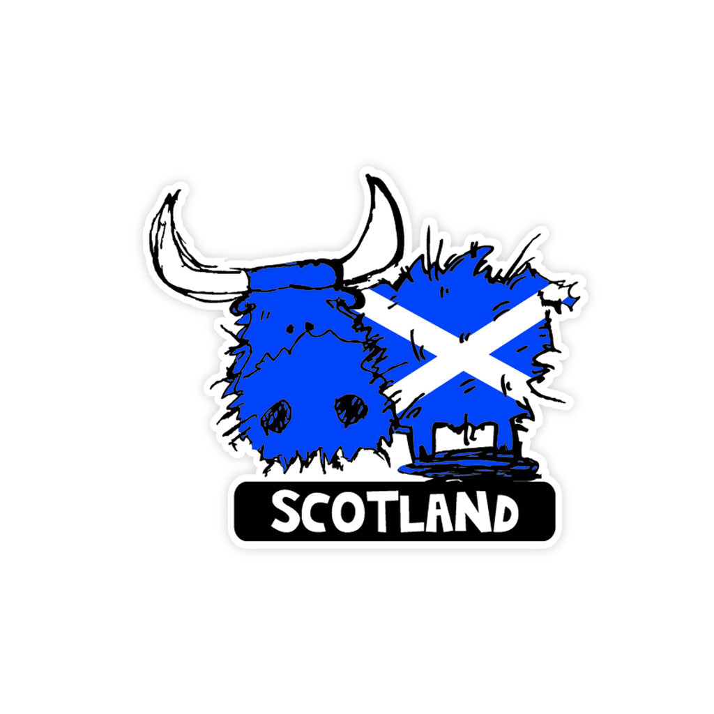 Scottish Saltire Highland Cow Sticker - Indoor and Outdoor Use