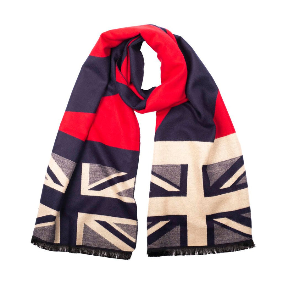 Union Jack Double Face Jacquard Scarf - Navy Cream Red