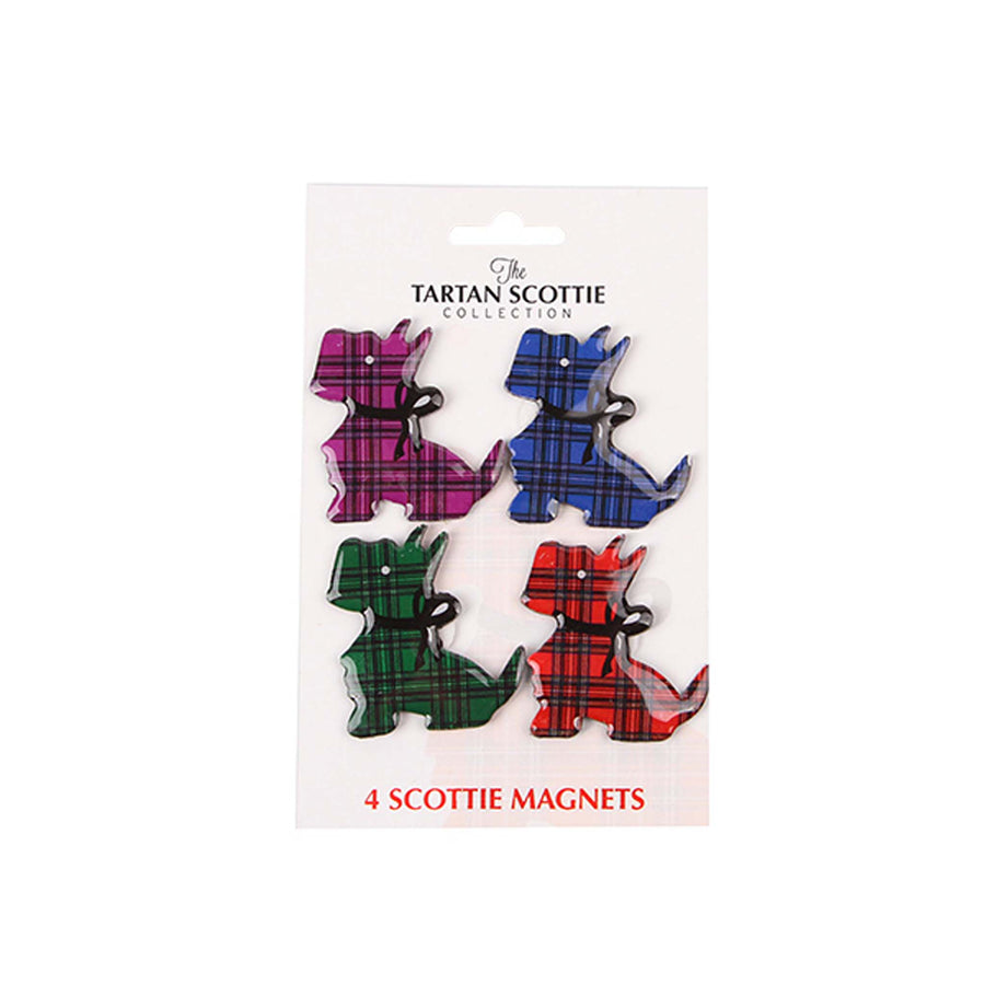 Tartan Scottie Dog 4 Pack Magnets | Vibrant Scottish Plaid Design