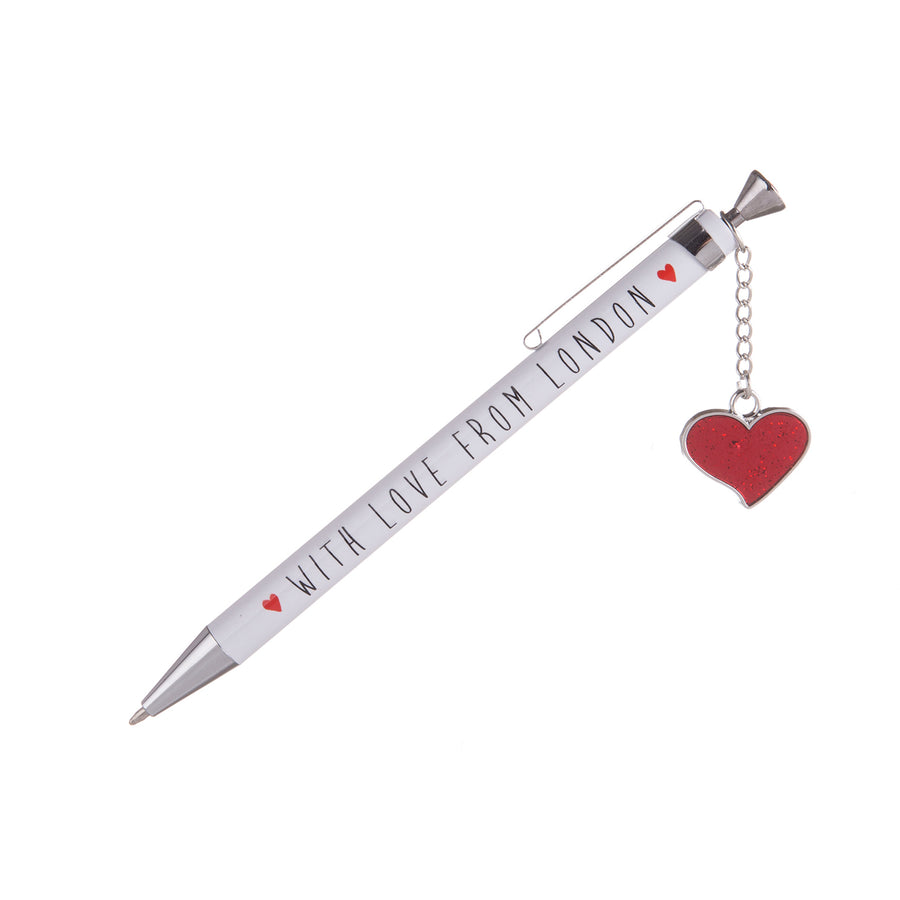 With Love From London Pen with Love Heart Charm