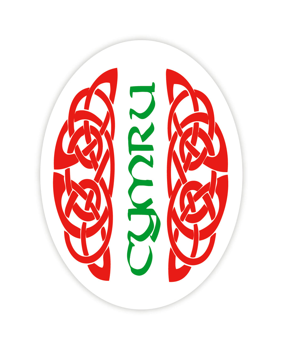 Wales White Bar Red/green Celtic Oval Sticker