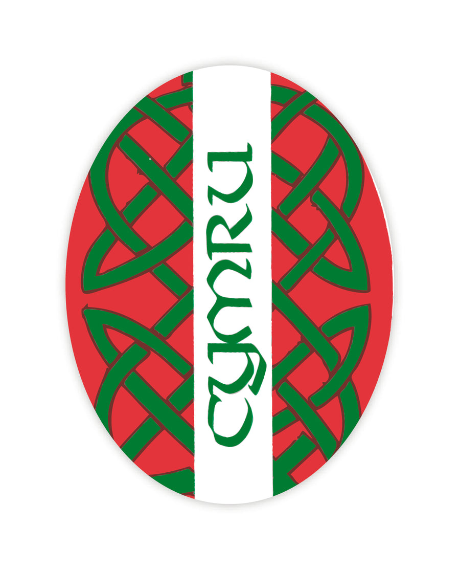 Cymru White Bar Red/green Celtic Oval Sticker