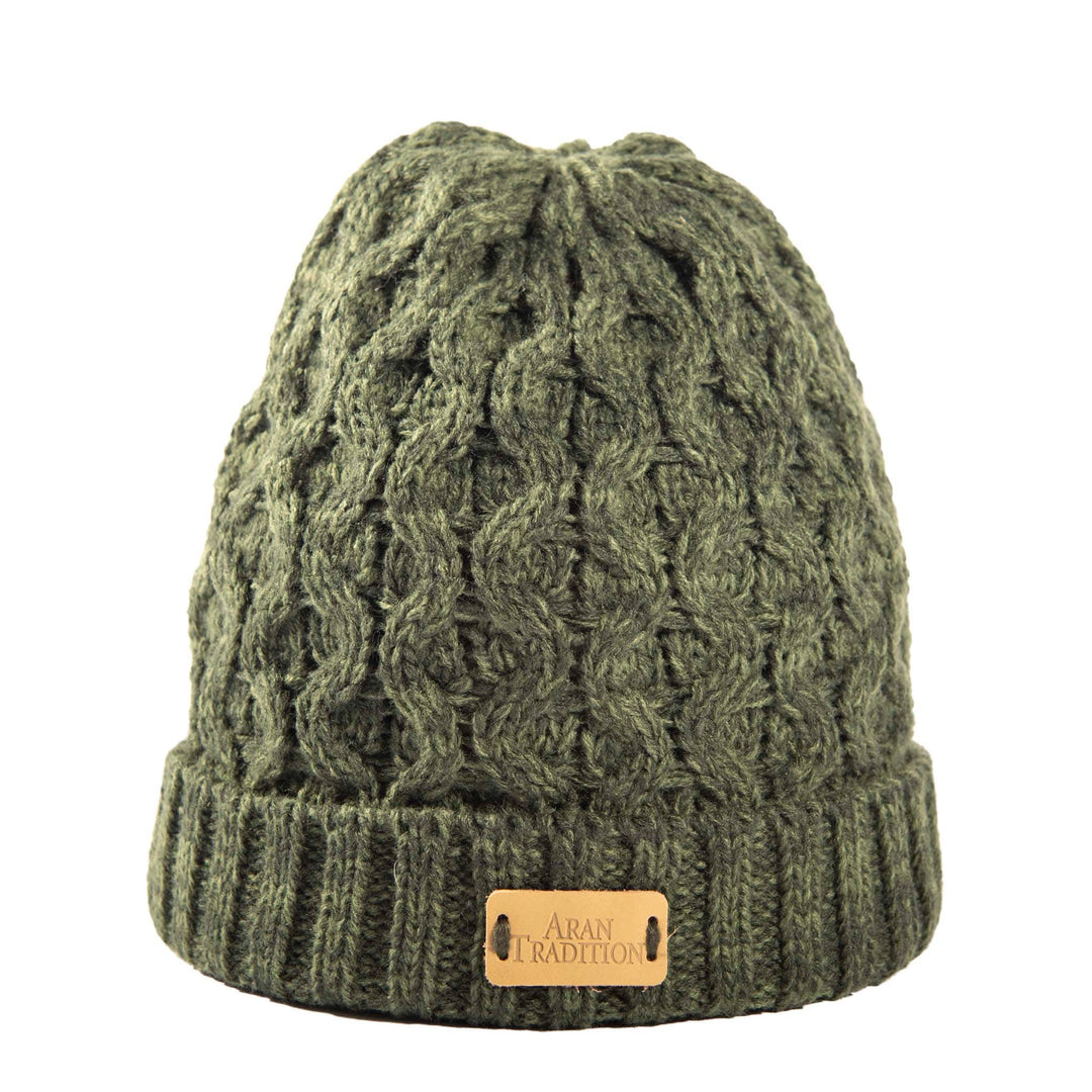 Aran Cable Knit Beanie Hat | Traditional Honeycomb Design